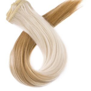 Clip-in vlasy ombré #M60/18 — prechod z platinovej do popolavej blond