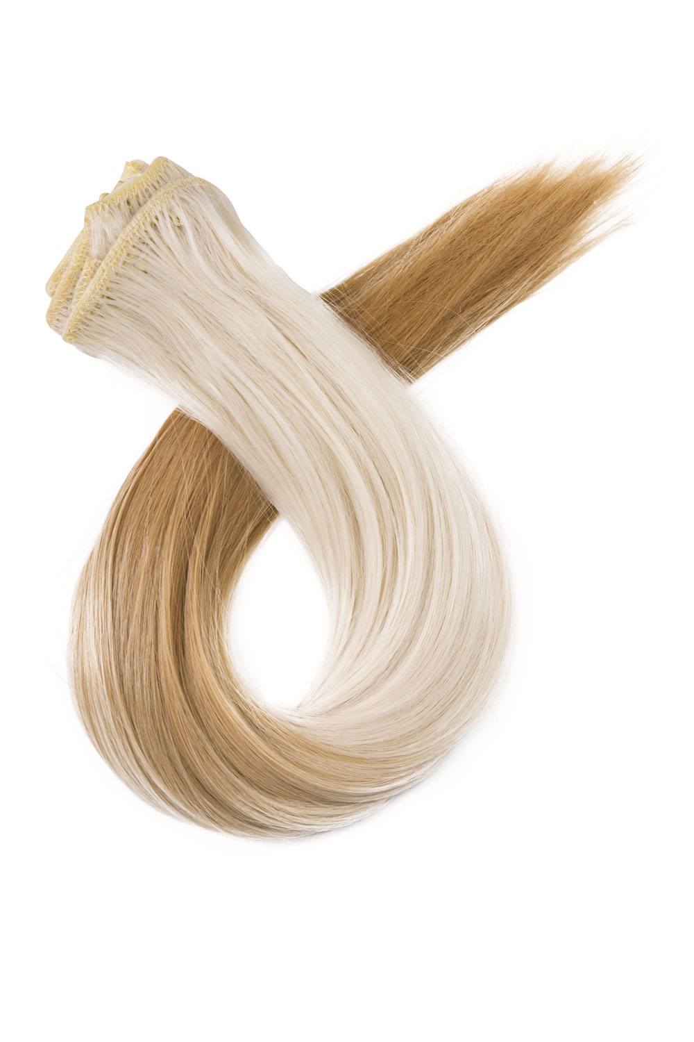 Clip-in vlasy ombré #M60/18 — prechod z platinovej do popolavej blond