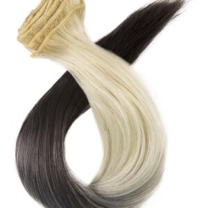 Clip-in vlasy ombré #M613/4 — prechod z najsvetlejšej blond do strednej hnedej