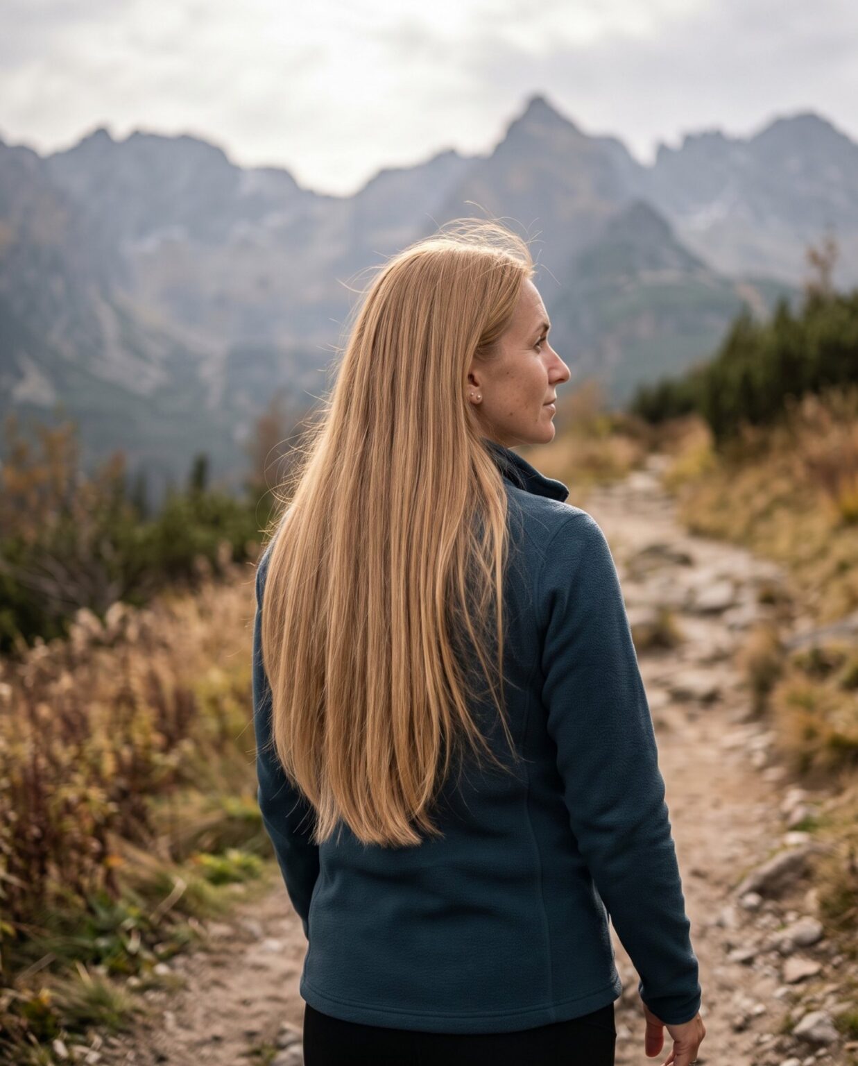 Clip-in vlasy – #20 Zlatá blond na modelke – pohľad zozadu (ilustračná fotografia)